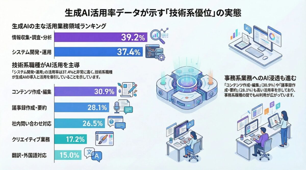 生成AIの主な活用業務領域ランキング
