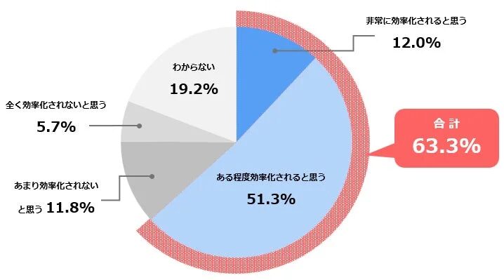 業務効率化への期待に関する円グラフ