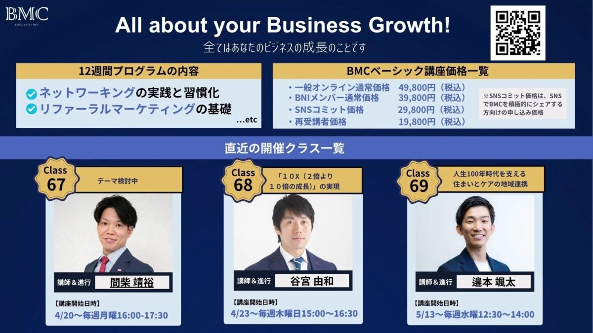BMCが提供するビジネス成長のための講座案内