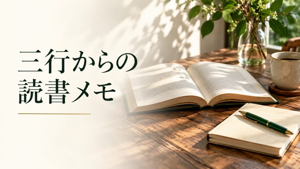 三行からの読書メモ。記事テーマを表す写真風の表紙