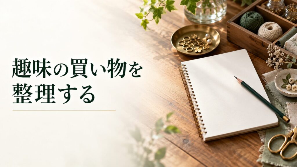 趣味の買い物を整理する。記事テーマを表す写真風の表紙