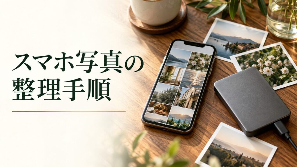 スマホ写真の整理手順。記事テーマを表す写真風の表紙