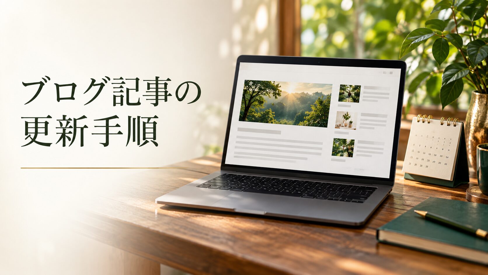 ブログ記事の更新手順。記事テーマを表す写真風の表紙