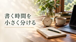 書く時間を小さく分ける。記事テーマを表す写真風の表紙