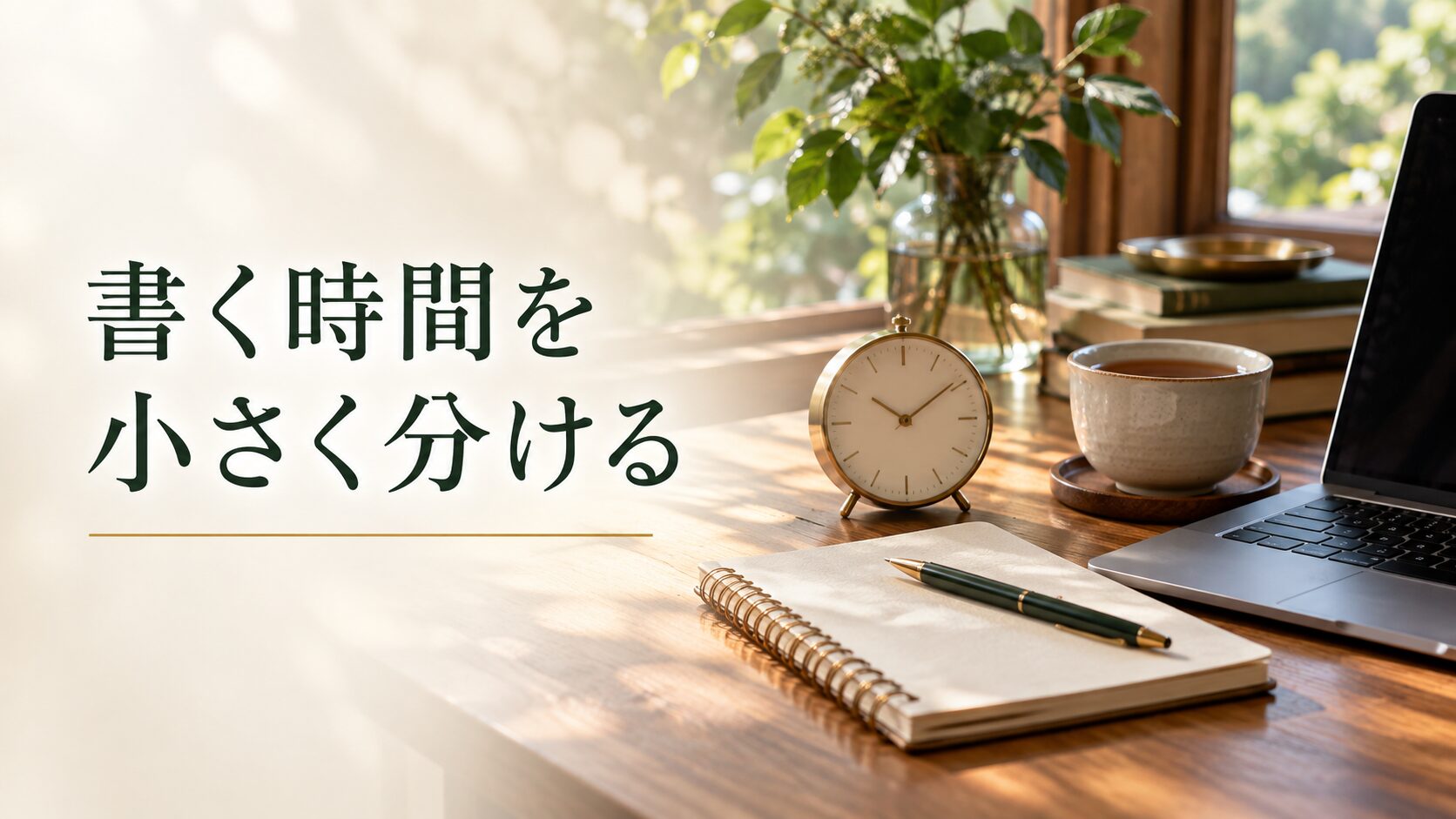 書く時間を小さく分ける。記事テーマを表す写真風の表紙