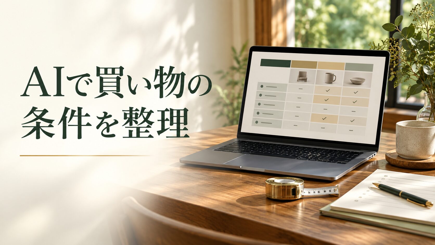 AIで買い物の条件を整理。記事テーマを表す写真風の表紙