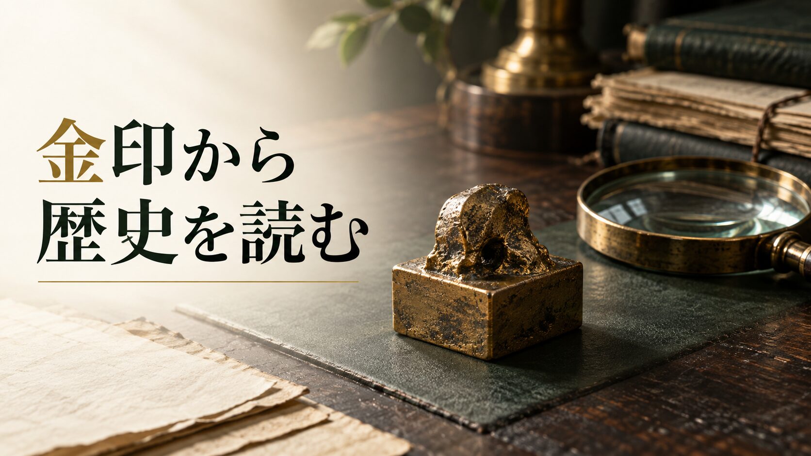 金印から歴史を読む。記事テーマを表す写真風の表紙