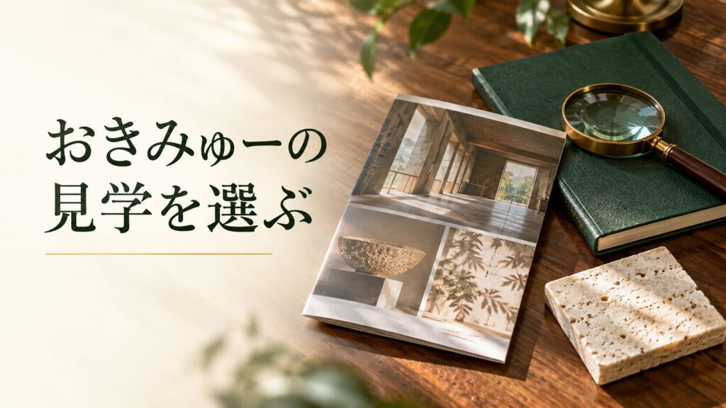 おきみゅーの見学を選ぶ。記事テーマを表す写真風の表紙